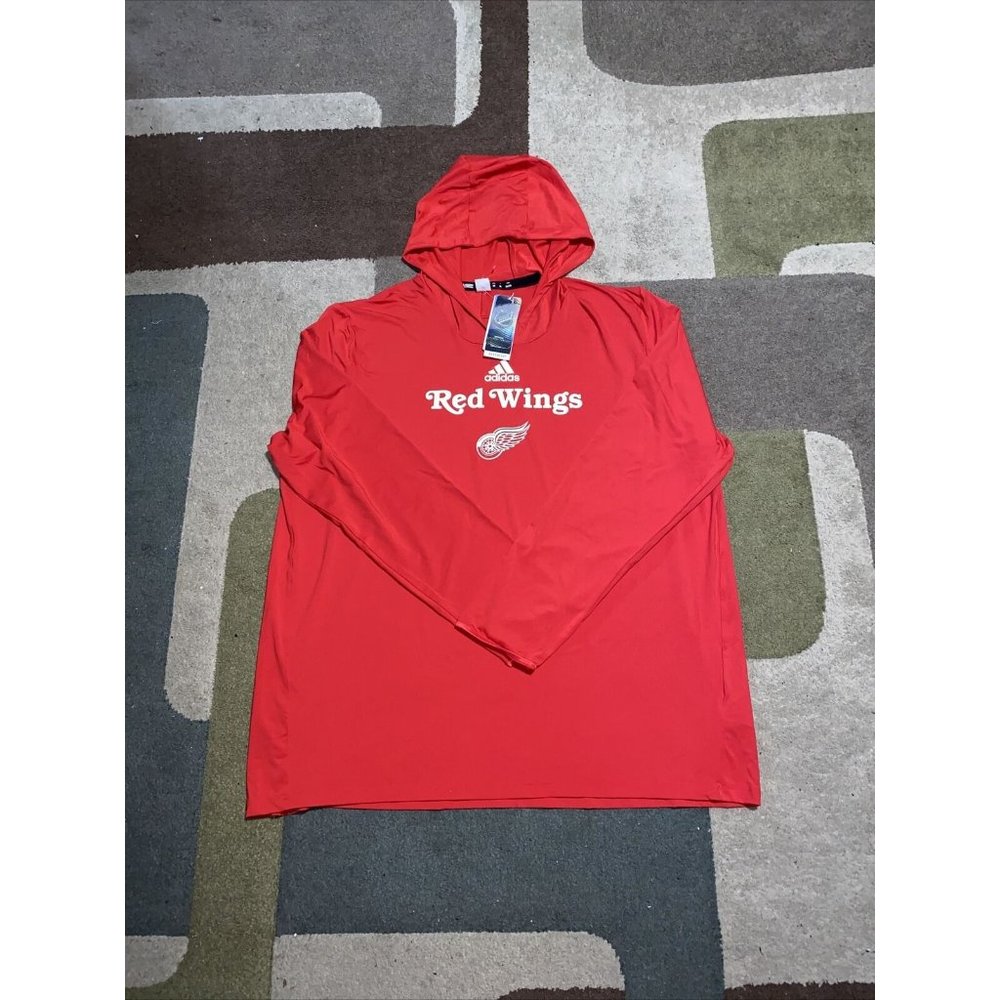 NWOT Adidas Detroit Red Wings Mens Long Sleeve Training Top Sweatshirt Size XL